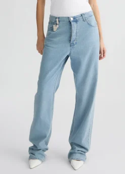 Jeans straight con charm gioiello