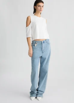 Jeans straight con charm gioiello