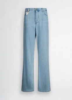 Jeans straight con charm gioiello