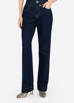 Jeans straight con perle gioiello