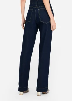 Jeans straight con perle gioiello