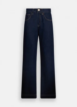Jeans straight con perle gioiello