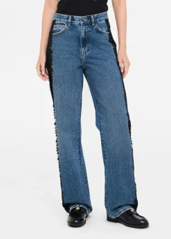 Jeans straight con pizzo