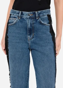 Jeans straight con pizzo