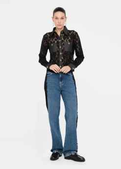 Jeans straight con pizzo