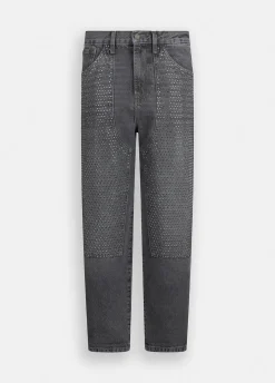 Jeans straight con strass