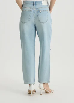Jeans straight con strass