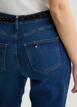 Jeans straight cropped con cintura