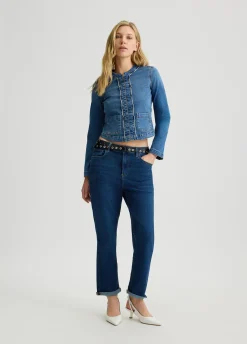 Jeans straight cropped con cintura