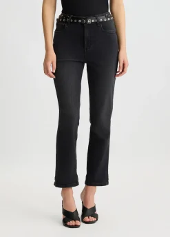 Jeans straight cropped con cintura
