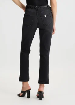 Jeans straight cropped con cintura