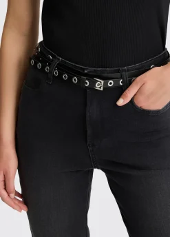 Jeans straight cropped con cintura