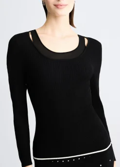 Maglia con inserti in tulle