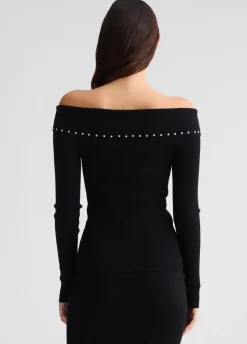 Maglia con zip e borchie