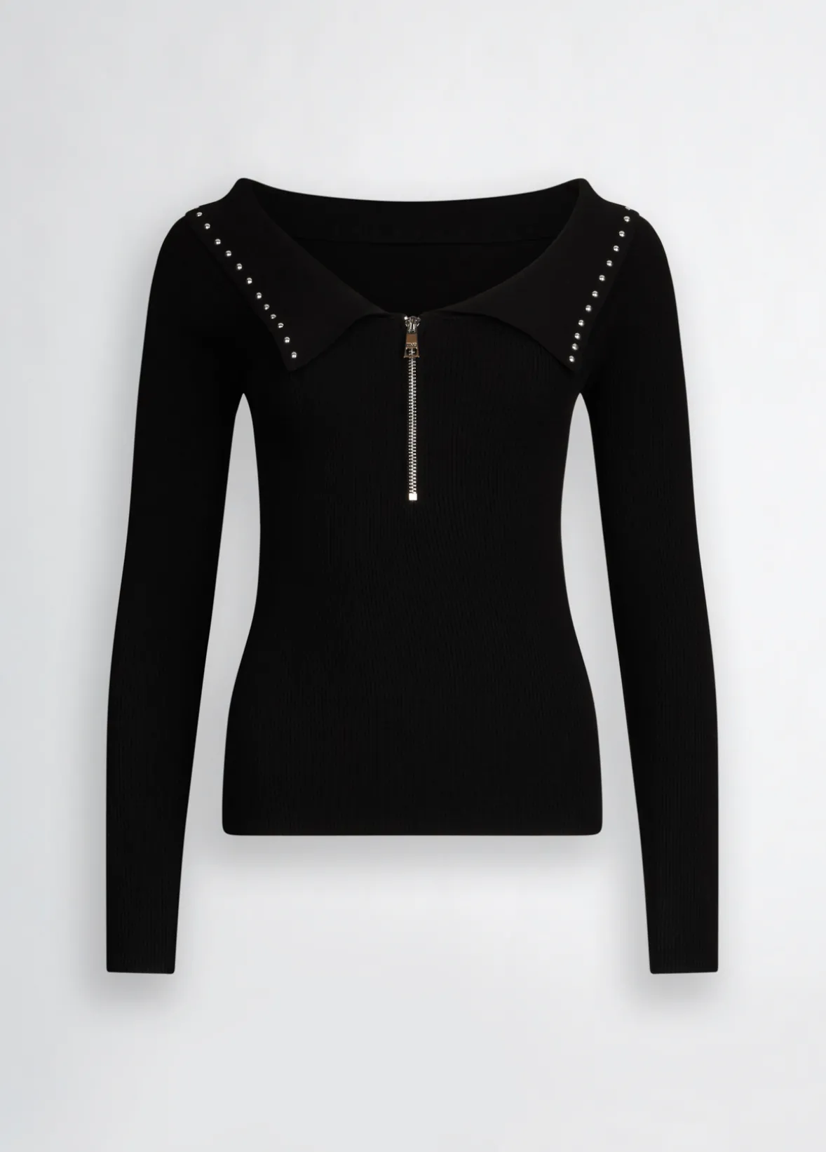 Maglia con zip e borchie