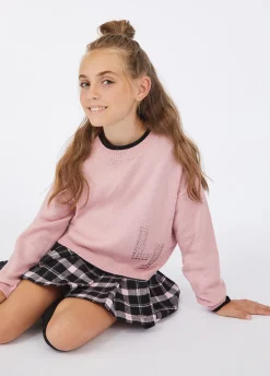Maglia in lana con logo e strass