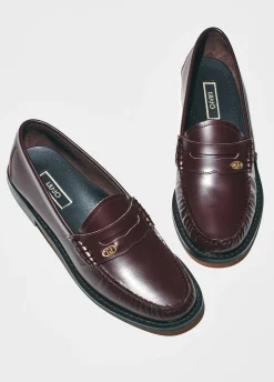 Mocassini bordeaux in pelle