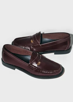 Mocassini bordeaux in pelle