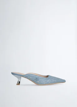 Mule in denim full strass
