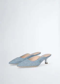Mule in denim full strass