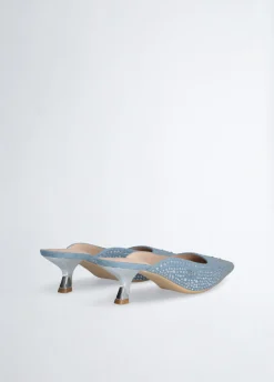 Mule in denim full strass