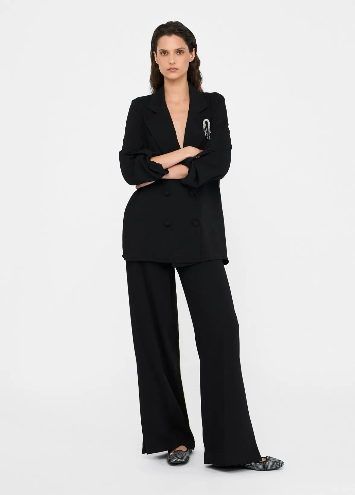Pantaloni a palazzo in envers satin