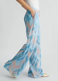 Pantaloni a palazzo in twill stampato