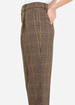 Pantaloni a quadretti con pince
