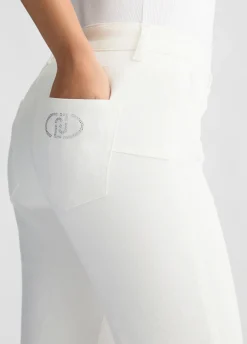 Pantaloni bootcut con logo strass