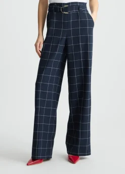Pantaloni check a vita alta