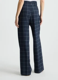 Pantaloni check a vita alta