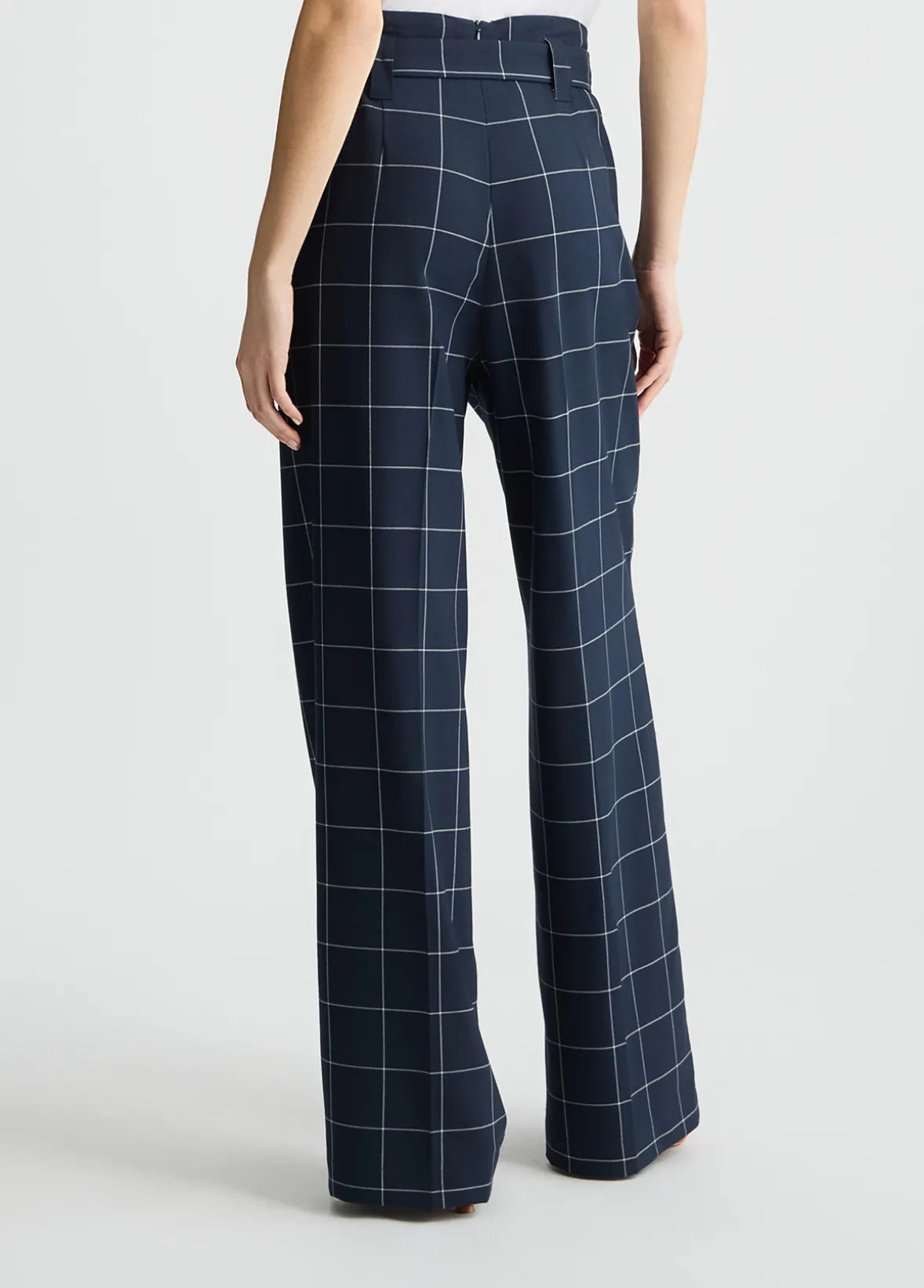 Pantaloni check a vita alta