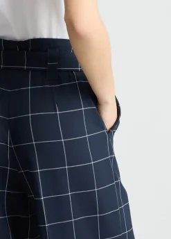 Pantaloni check a vita alta
