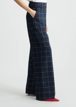 Pantaloni check a vita alta