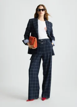 Pantaloni check a vita alta