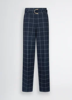 Pantaloni check a vita alta