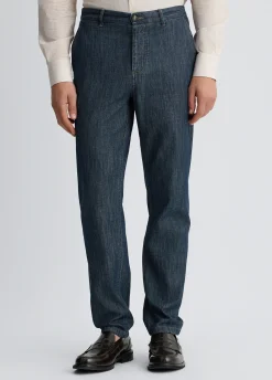 Pantaloni chino in denim chambray