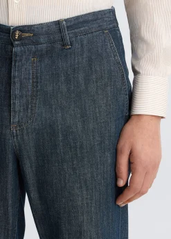 Pantaloni chino in denim chambray