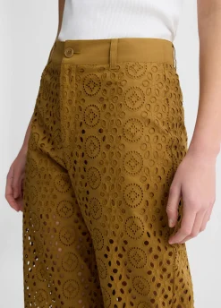 Pantaloni cropped in sangallo