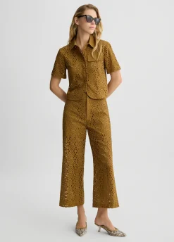 Pantaloni cropped in sangallo