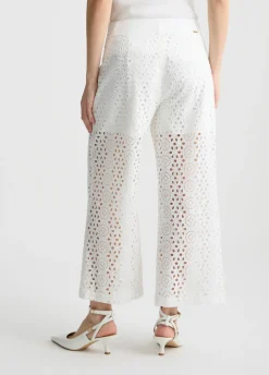 Pantaloni cropped in sangallo