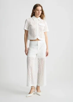 Pantaloni cropped in sangallo