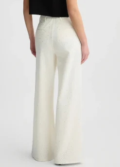 Pantaloni flare con strass