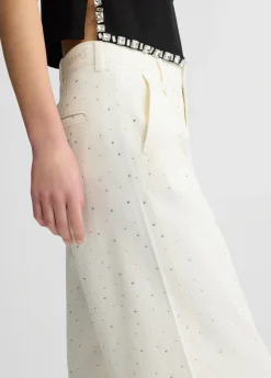 Pantaloni flare con strass