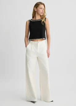 Pantaloni flare con strass