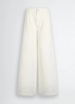 Pantaloni flare con strass