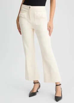 Pantaloni flare cropped in cotone
