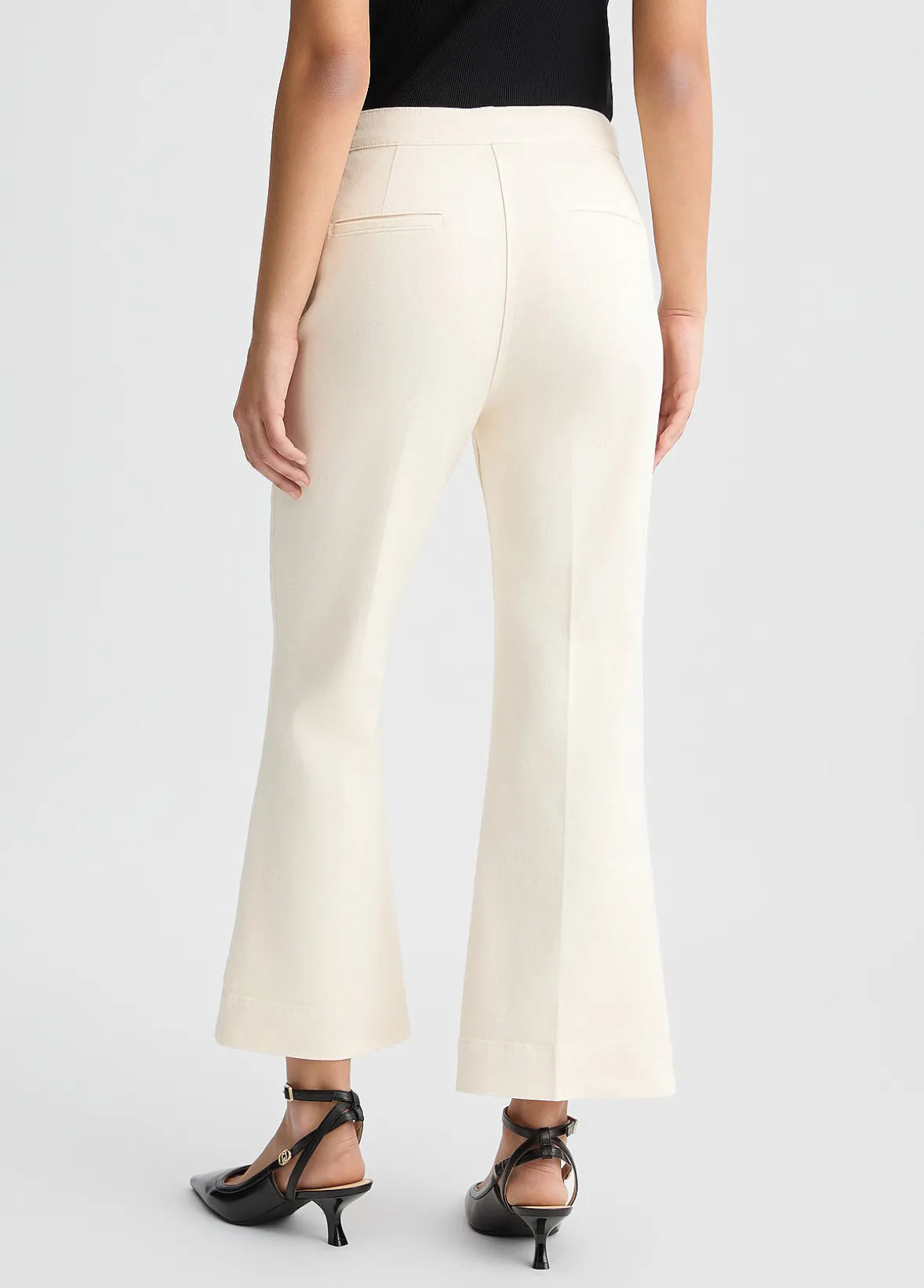 Pantaloni flare cropped in cotone