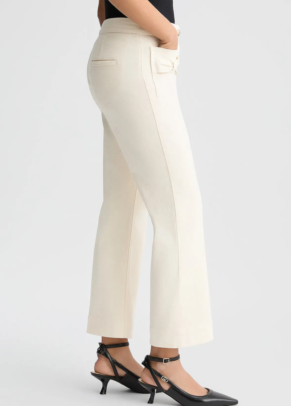 Pantaloni flare cropped in cotone