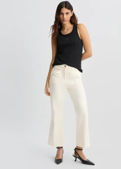 Pantaloni flare cropped in cotone